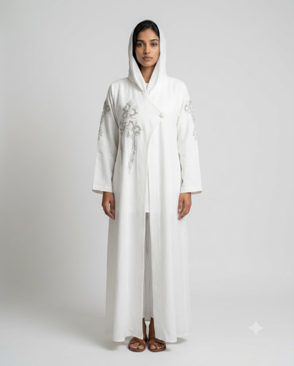 Graceful White Embellished Abaya